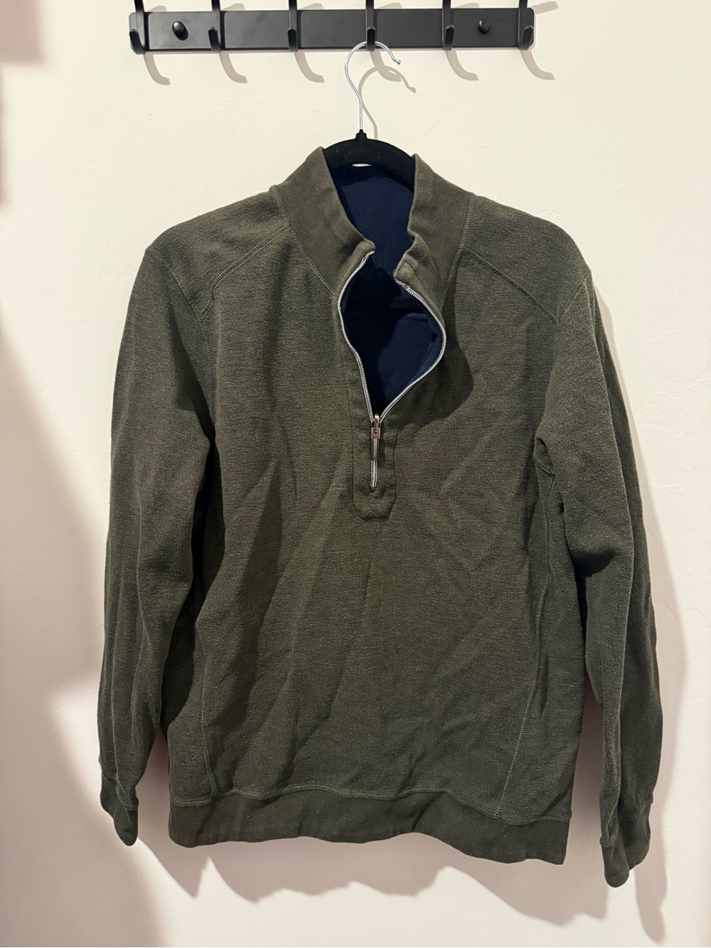 Men's Olive Green Quarter-Zip Pullover Jacket